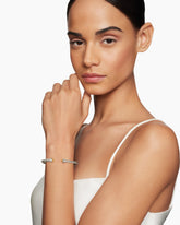 Classic Cable Bracelet in Sterling Silver with 18K Yellow Gold Domes and Diamonds, 4mm